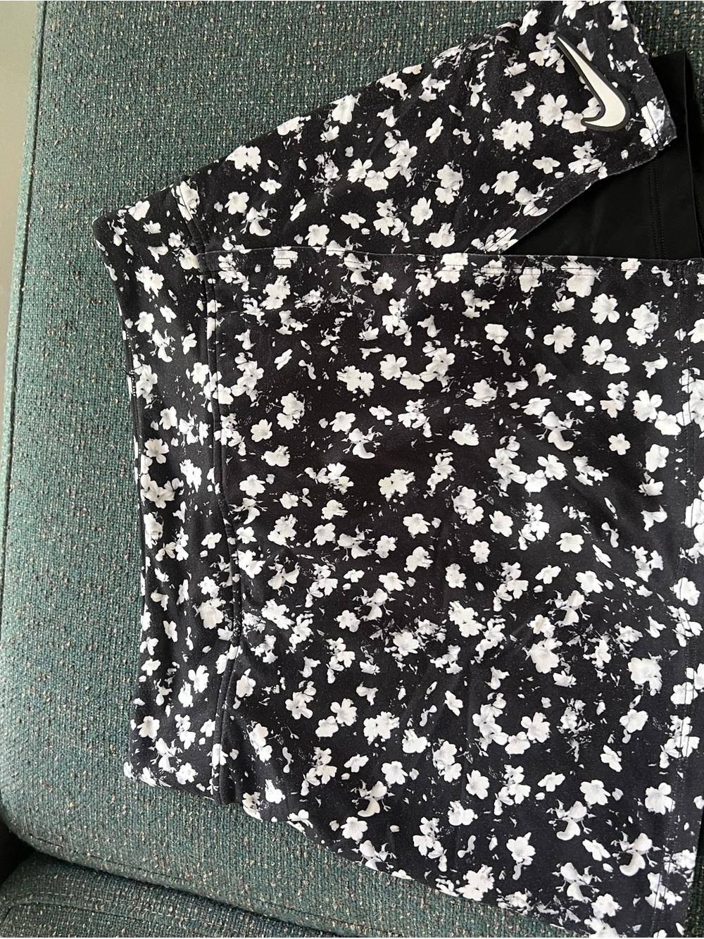 Nike Black and White Floral Tennis Skirt with Built-In Shorts